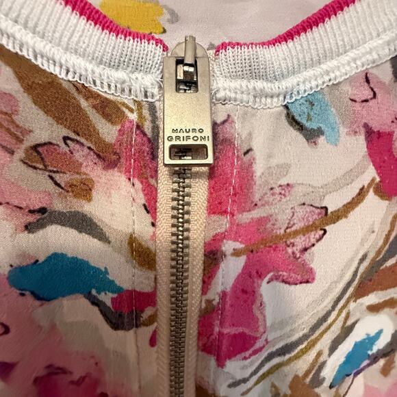 Mauro Grifoni Zipper Cardigan Sweater Silk Floral Medium - Picture 3 of 9